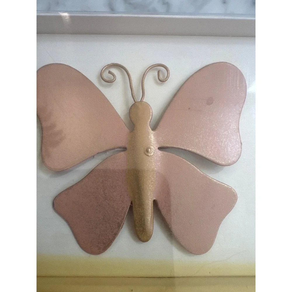 Pier 1 Imports Butterfly Napkin Rings Hand Painted Metal Set of 8 Muted Pastels